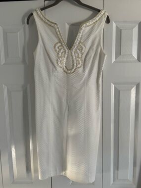 Lilly Pulitzer Janice Shift Dress with Gold Embellishments. Size 4. Like new!